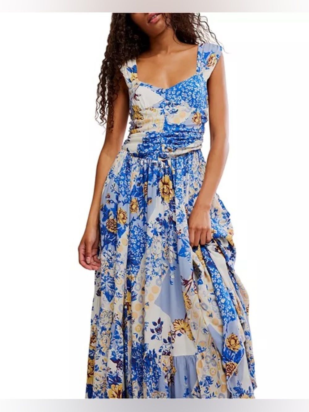 Free People Sasha Floral Mesh Floral Patchwork Maxi Dress Size XLarge DL2